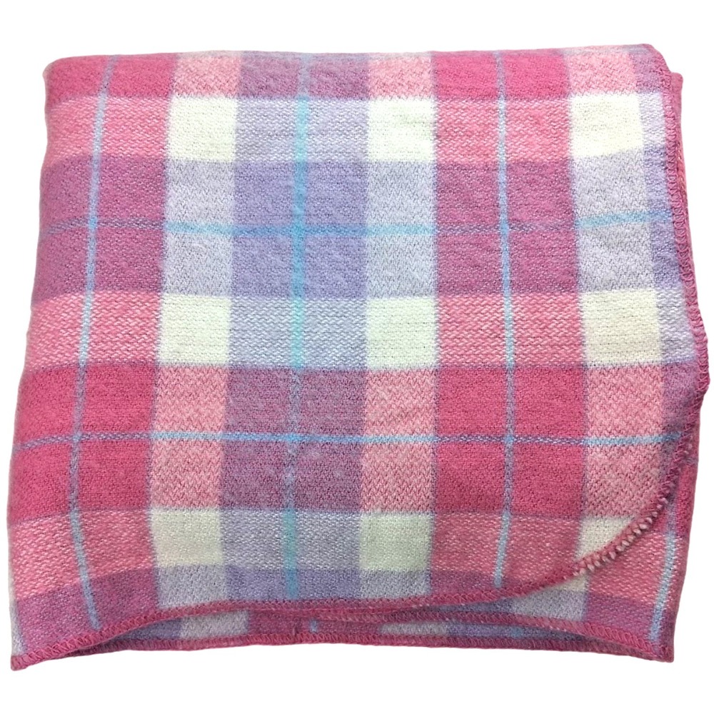 Pink Purple Plaid Soft Acrylic Throw Blanket Texsmar 36" x 46" Crysel Girls